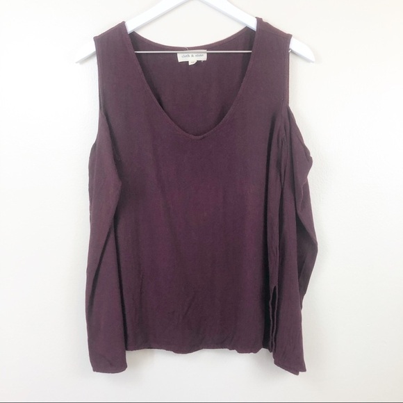 Cloth & Stone Cold Shoulder V-neck Shirt XS - Picture 1 of 8